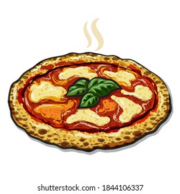 ilustración de la pizza napolitana en el tablero de madera