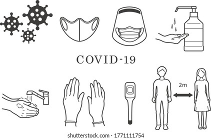 
Ilustración de los artículos necesarios para el programa covid-19