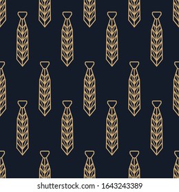 Illustration of a neck tie on a blue background. Seamless pattern of neck ties.