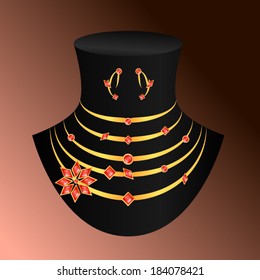 illustration necklace and earrings 