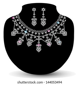 illustration of a necklace with her with precious stones