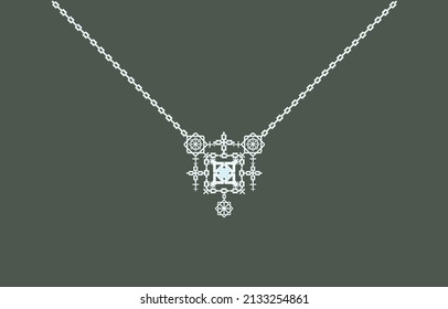 illustration necklace women for marriage with pearls and precious stones. 