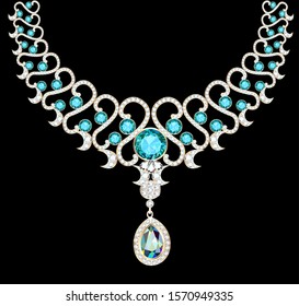 illustration necklace women's wedding with precious stones