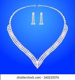 illustration necklace women's wedding with precious stones 