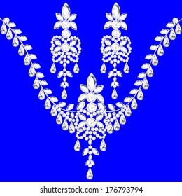 illustration necklace women's wedding with precious stones
