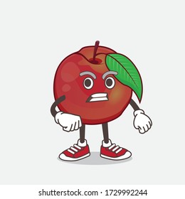 An illustration of Nectarine Fruit cartoon mascot character with angry face
