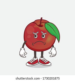 An illustration of Nectarine Fruit cartoon mascot character having an afraid face