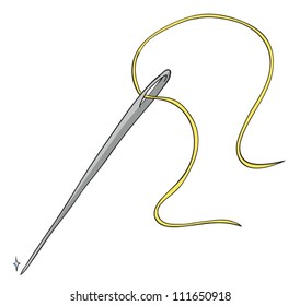 illustration of needle and thread on a white background