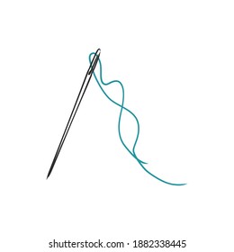 illustration of needle and thread on a white background. needle and thread vector sketch illustration