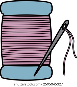 Illustration of needles and threads used for sewing