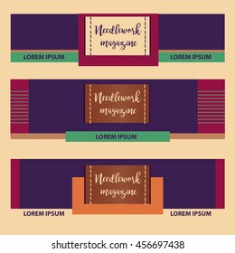 Illustration for needlework magazine. Text with element of corporate identity for home handmade business . Vector logo. 