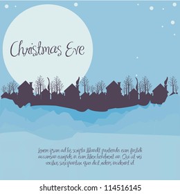 illustration of neighborhood on the  Christmas eve, vector illustration