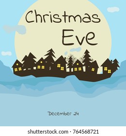 illustration of neighborhood on the Christmas eve, vector illustration