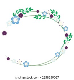 Illustration of nemophila circular frame.