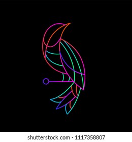 Illustration of a neon bird on a dark background