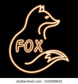 Illustration of the neon Fox on a dark background