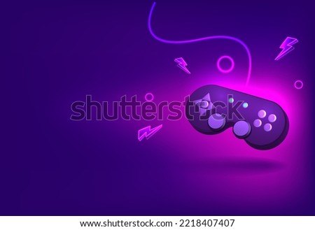 Illustration Neon Future Game Pad Background. Vector