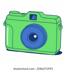 Illustration of a Neon Green Disposable Camera – Perfect for nostalgic or retro-themed blogs and branding.