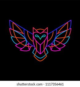 illustration of the neon owl on a dark background