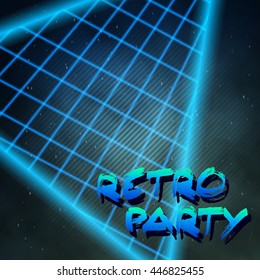 Illustration of Neon Style Triangle Techno Background. 