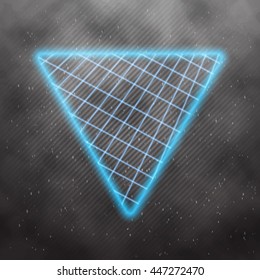 Illustration of Neon Style Triangle Techno Background. Outer Space Poster Illustration. Retro Disco 80s Background