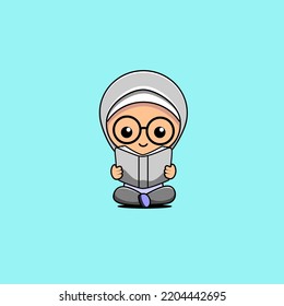 Illustration Of A Nerdy Muslim Girl Cartoon Design