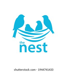 Illustration nest bird animal silhouette vector nature modern sign logo design template