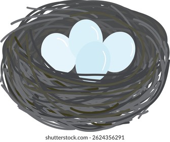 An illustration of a cuckoo’s nest containing only eggs
