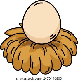 illustration of nest with egg outline white on background vector