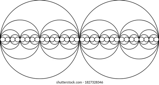 Ilustración de círculos anidados que forman la estructura natural espacial de la materia.