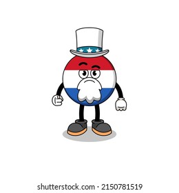 Illustration of netherlands flag cartoon with i want you gesture , character design