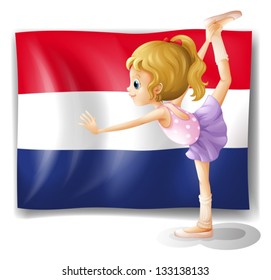 Illustration of the Netherlands flag and the gymnast on a white background