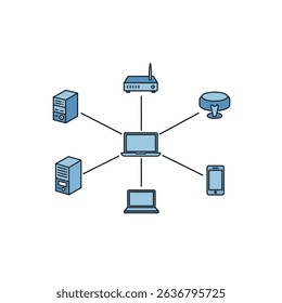 Illustration of a Network of Computers and Devices Interconnected System