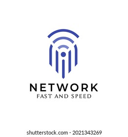 Illustration Network with signal connection sign logo design