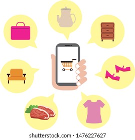 Illustration of network with smartphone