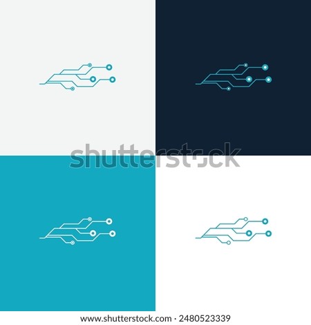 Illustration of a network, threads, electrons. Logo concept related to electronics, electrics. Icon. Vector.