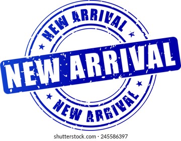 illustration of new arrival blue stamp design icon