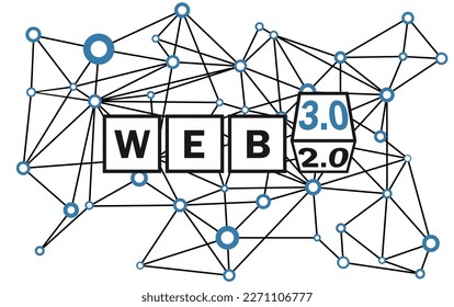 Illustration of the new blockchain technology of the future neural network on the Internet 3.0. Web 3.0 advanced internet technology icon. Web 3.0 internet vector icon. 