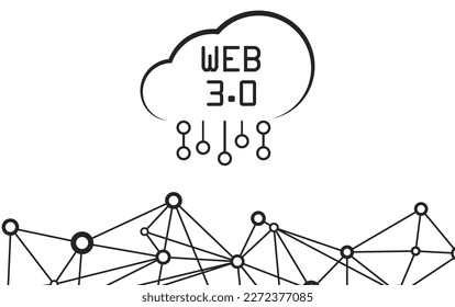 Illustration of the new blockchain technology of the future neural network on the Internet 3.0. Web 3.0 advanced internet technology icon. Web 3.0 internet vector icon.