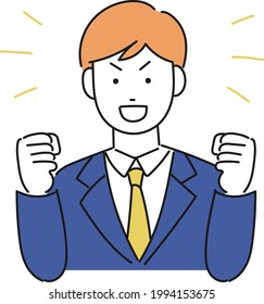 Illustration of a new employee man who is enthusiastic