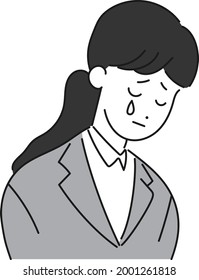 Illustration of a new employee who is depressed and tears