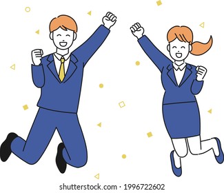 Illustration of a new employee who is happy to jump