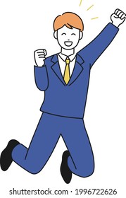 Illustration of a new employee who is happy to jump