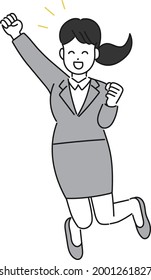 Illustration of a new employee who is happy to jump