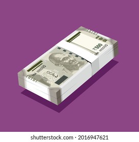 Illustration of New Indian Currency in 3D