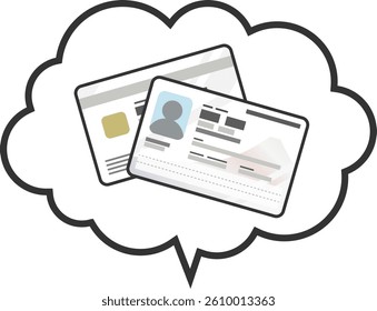 Illustration of new Individual Number Card (My Number Card) in a speech bubble. It is based on the new design that is planned to be released in 2026. Vector is transparent around the illustration.