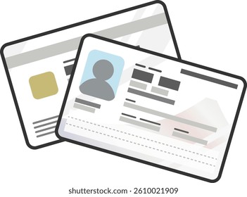 Illustration of new Individual Number Card (My Number Card), front and back. It is based on the new design that is planned to be released in 2026. Vector format is transparent around the illustration.