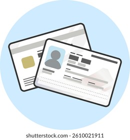 Illustration of new Individual Number Card (My Number Card), front and back. It is based on the new design that is planned to be released in 2026. Vector format is transparent around the illustration.