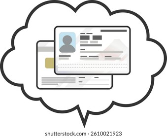 Illustration of new Individual Number Card (My Number Card) in a speech bubble. It is based on the new design that is planned to be released in 2026. Vector is transparent around the illustration.