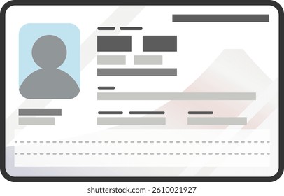 Illustration of new Individual Number Card (My Number Card), front side. It is based on the new design that is planned to be released in 2026. Vector format is transparent around the illustration.